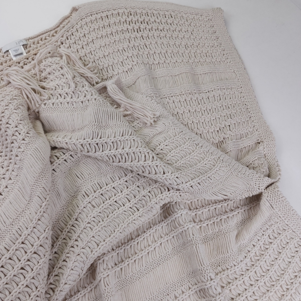 J. Jill Tan Cotton Open Weave Poncho M/L - Picture 5 of 11